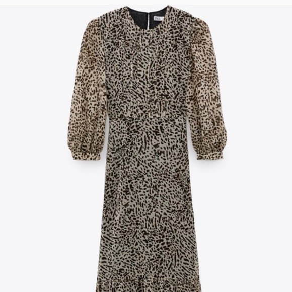 NEW Zara leopard print long sleeve maxi dress - Picture 3 of 9